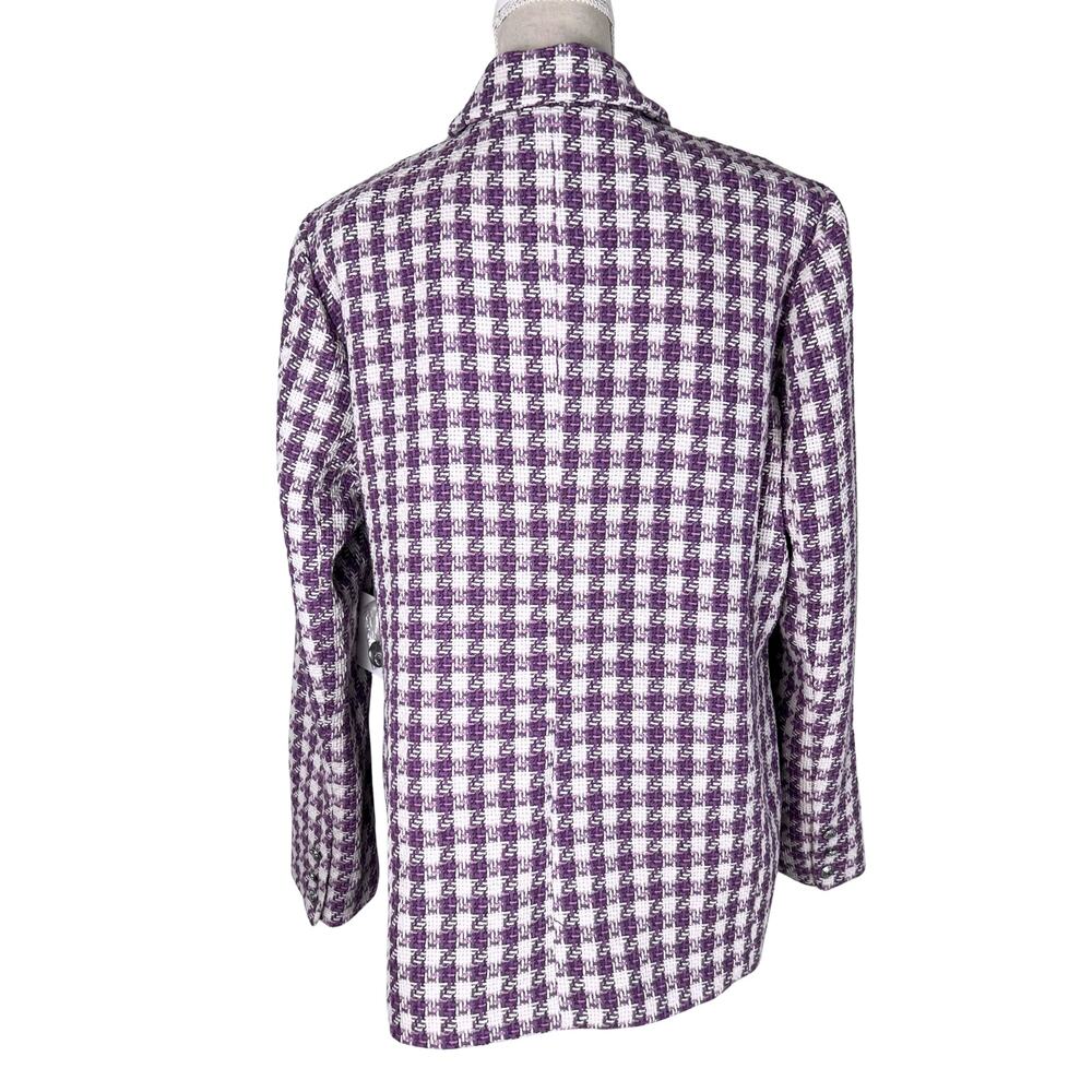 Ellen Tracy Mauve Houndstooth Tweed Blazer Jacket XL Preppy Old Money Coquette - Picture 3 of 11